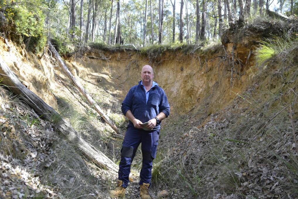 Donnybrook Historical Society President Steve Dilley in the vicinity of the 'Queen of the South' abandoned mine shaft.