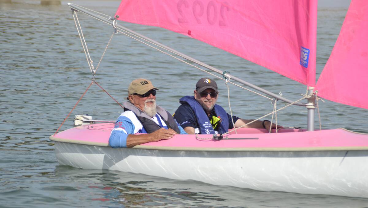 Blowers enjoying his twice-weekly sail with volunteer, Rex. Picture: Pip Waller 