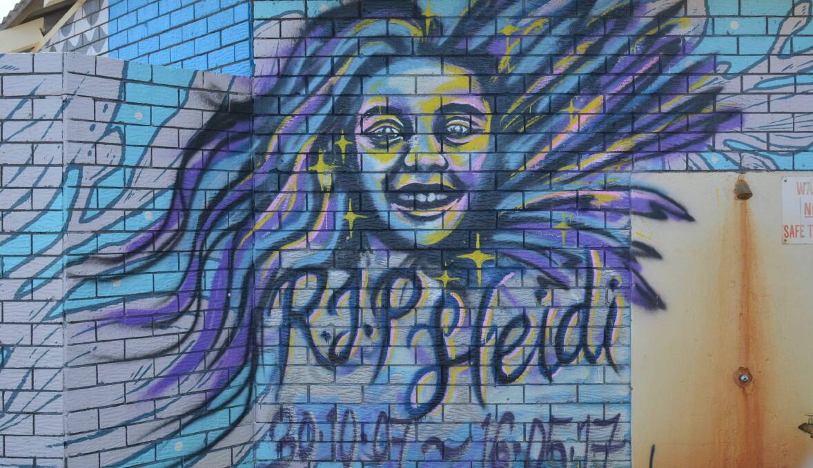 RIP Heidi: The tribute for Heidi, by an unknown artist, on the community mural near the Dalyellup Surf Club. Picture: supplied