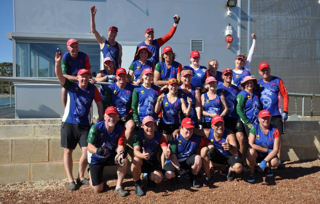 The Forza team at the Dragon Boating WA State Championships at Champion Lakes on March 14, 2021. Photo is supplied.