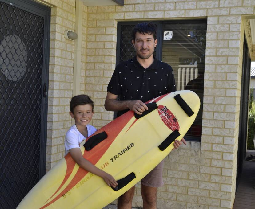 Eight-year-old Cory used his own pocket money to purchase the surfboard that his Dad, Peter, used to rescue the elderly couple. 