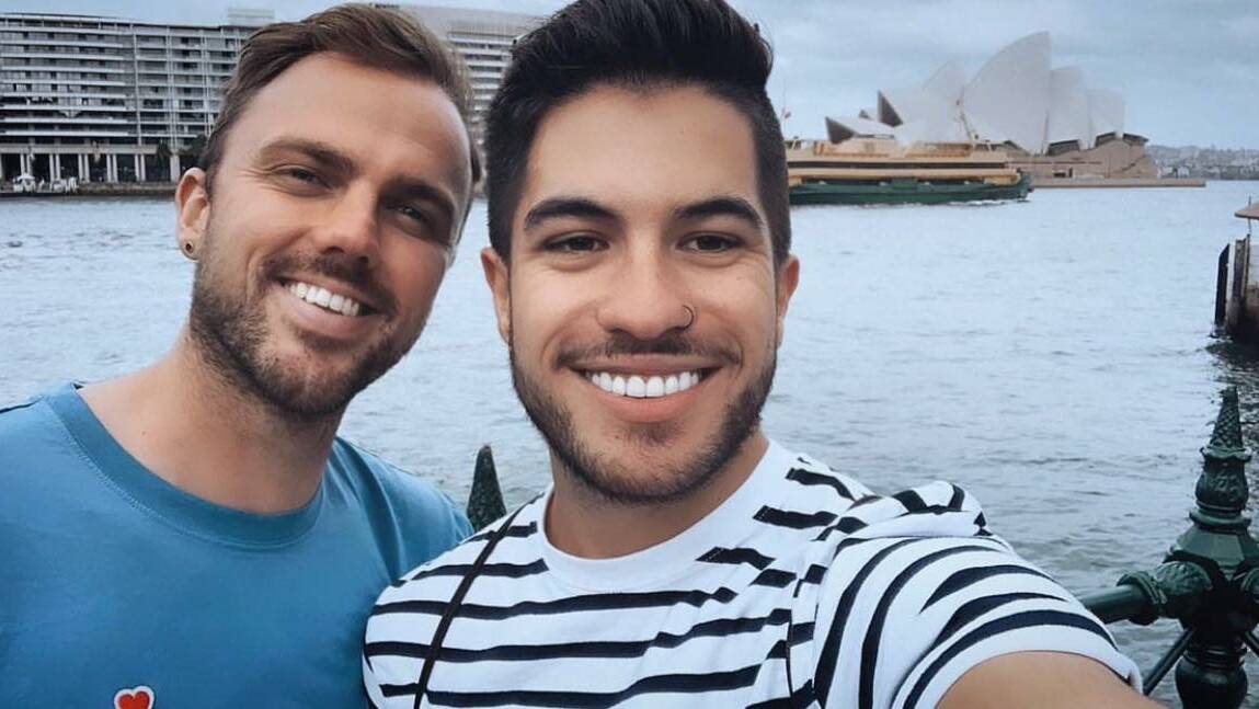 Desire to come home: Tahuahi Ashby (right) moved from WA to Sydney last year to be with his partner, Michael Carpenter. Picture: Supplied 