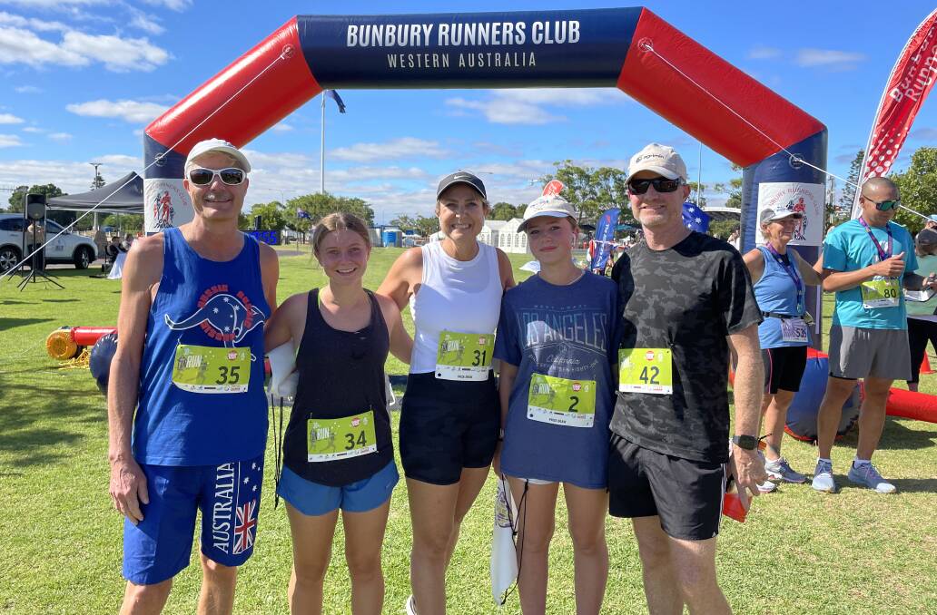 Perth-based runners Paul Vanzyl and Hazel, Robyn, Michael and Lizelle Hartley. Picture: Pip Waller 