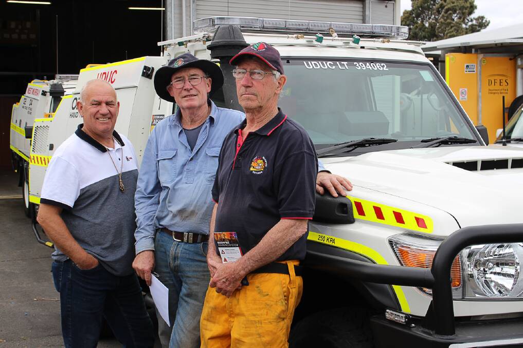 New tankers arrive: Volunteer firefighters from brigades in Murray, Gelorup and Collie. Photo: supplied. 