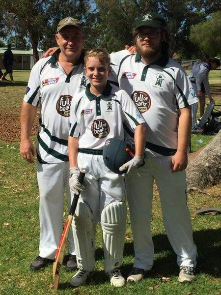 A milestone first: Leschenault Cricket Club players Jamie, Ben and Jesse Nunn. Picture: supplied