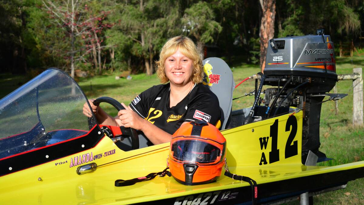 Inspiring older women: Amanda Owen-Tucker in her power boat. Picture: Jemillah Dawson 