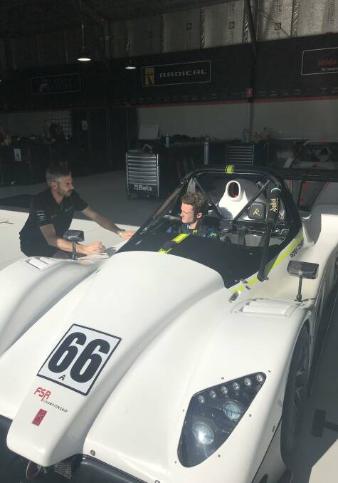 Fiorenza trying out one of the Radical race cars during the selection process in December 2021. Picture: supplied