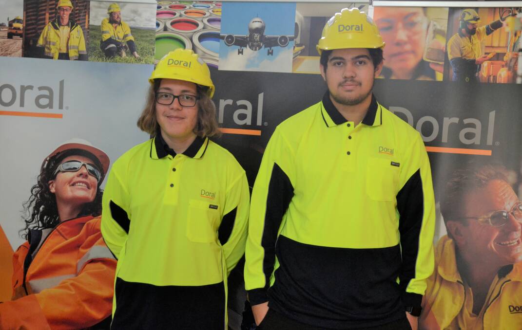 Mr Bagby-Brown and Mr Rangihaeata in their official, Doral work shirts. 