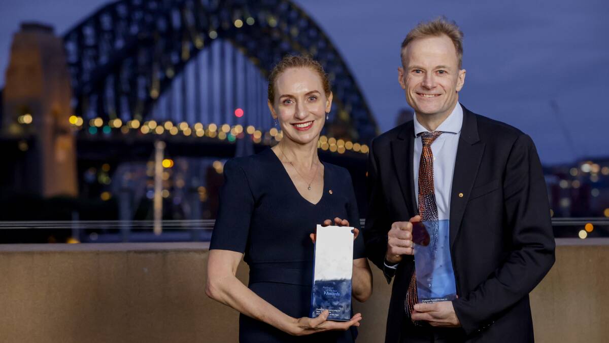 Professor Georgia Long and Professor Richard Scolyer accepting NSW Australians of the Year award. Picture supplied