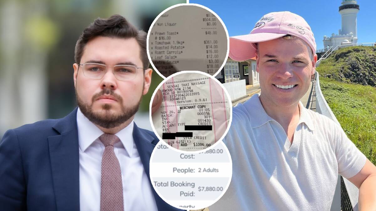 Taylor Auerbach, right, claims Seven Network covered thousands of dollars in expenses to court Bruce Lehrmann into an exclusive media deal. Pictures by Karleen Minney, supplied, Facebook