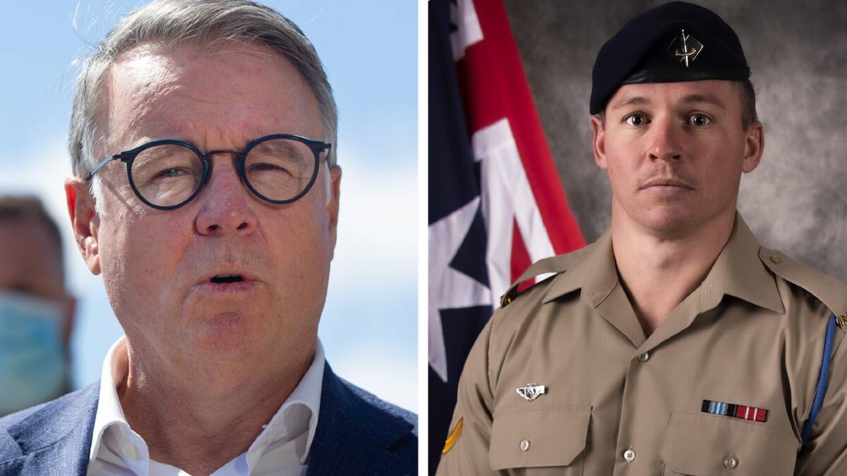 Former Hunter MP Joel Fitzgibbon, left, and his son Lance Corporal Jack Fitzgibbon. Pictures by Marina Neil, supplied