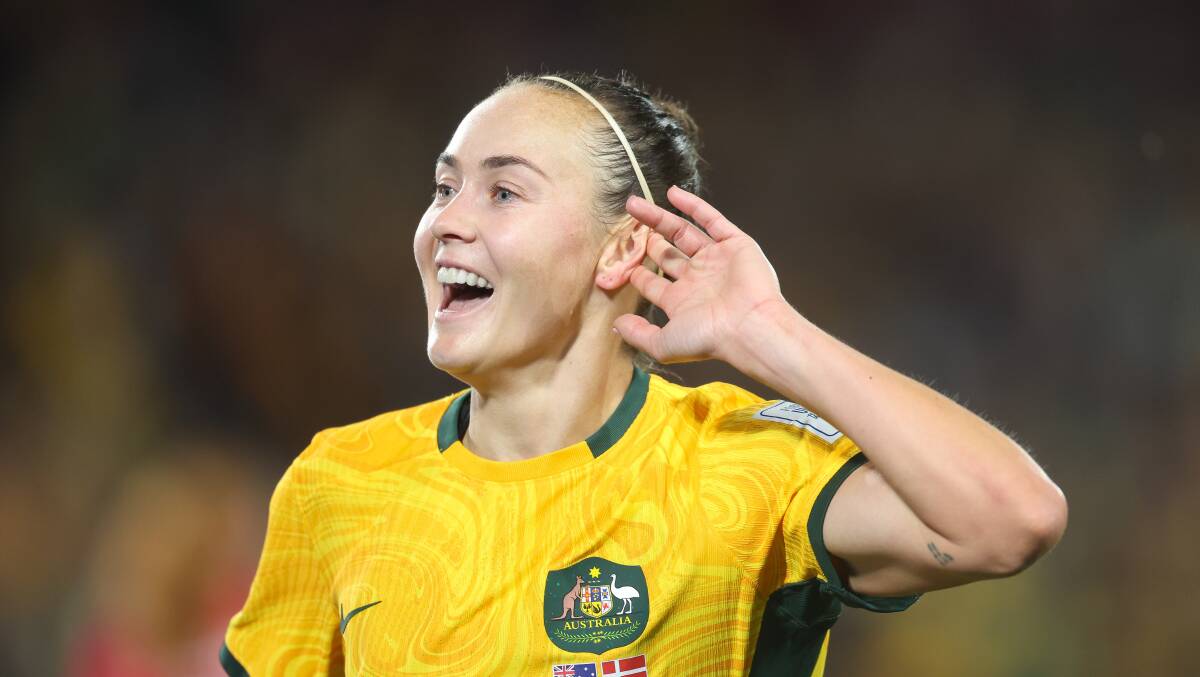 Caitlin Foord scored her first goal at the 2023 FIFA Women's World Cup against Denmark. Picture by Adam McLean