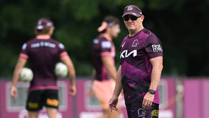 Broncos coach Kevin Walters is seen during an NRL Brisbane Broncos training session at Clive Berghofer Field in Brisbane, Wednesday, February 7, 2024. Picture AAP Image/Darren England
