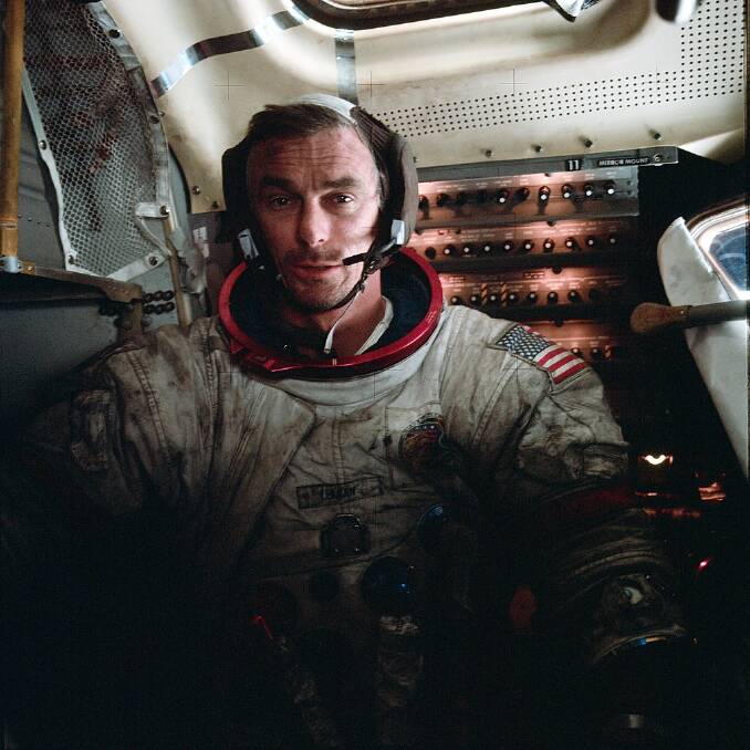 HEALTH HAZRD: Apollo 17 commander Gene Cernan with moondust all over his spacesuit. This dust proved dangerous for man and machine. Credit: NASA