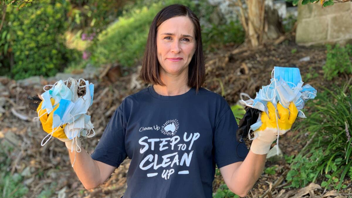 Clean Up Australia chair Pip Kiernan says plastics in disposable masks can take 450 years to break down. Picture: Supplied
