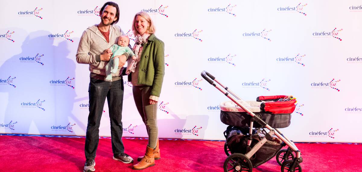 Lights, camera, action: Craig D. Foster, Emma Mckenna and baby Sterling on the red carpet at the premier of The Death and Life of Otto Bloom.