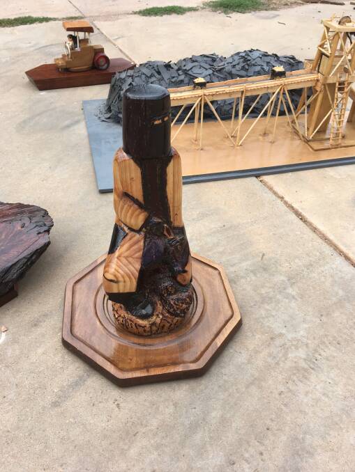 OUTLAW STATUE MISSING: A wooden sculpture of Ned Kelly, created by Marong artist Graham Johns, has been reported stolen from the Eaglehawk Recycle Shop. Picture: SUPPLIED