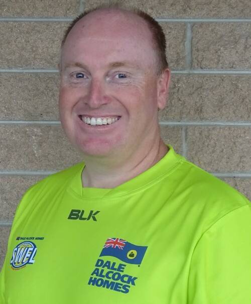 South West Football League umpires association president Jason Crowe donning the leagues new green uniforms. Photo: SWFL.