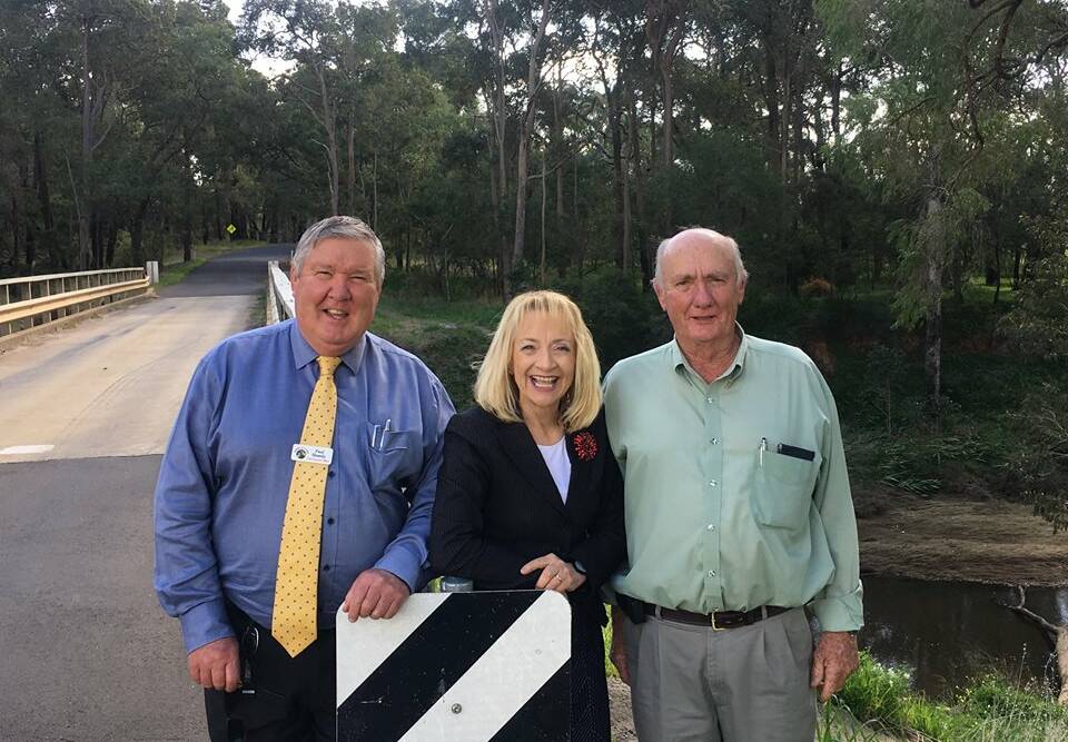 Shire of Capel chief executive officer Paul Sheedy, Member for Forrest Nola Marino and Shire of Capel president Murray Scott are excited that the Preston River Bridge will be upgraded. 