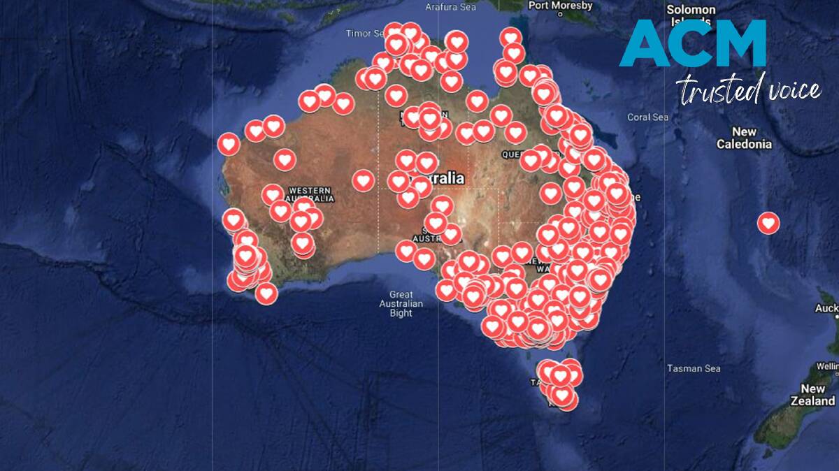 The Red Heart Campaign was started by former journalist Sherele Moody to memorialise the men, women and children killed by violence in Australia. Picture via Mapping Femicide, The Red Heart Campaign.
