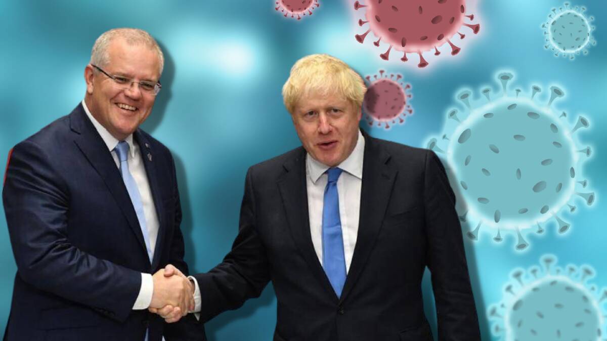 Australian PM Scott Morrison and UK PM Boris Johnson. 