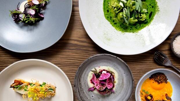 A selection of Brent Savage's vegetarian food at Bentley. Photo: Edwina Pickles
