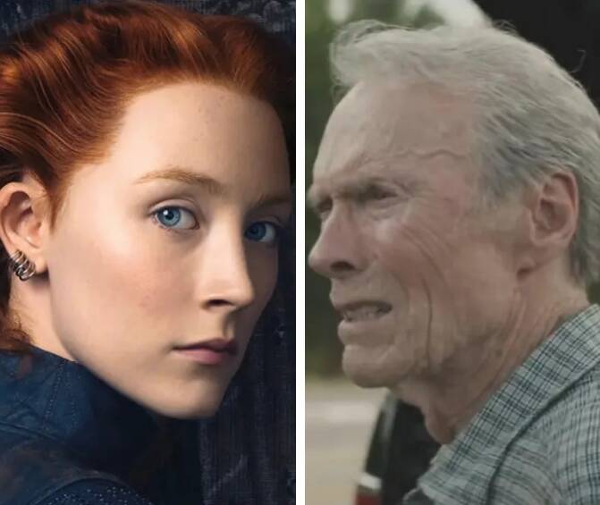 At the movies: Saoirse Ronan leads historical drama Mary Queen of Scots, while Clint Eastwood directs and stars in The Mule. Photos: Supplied. 