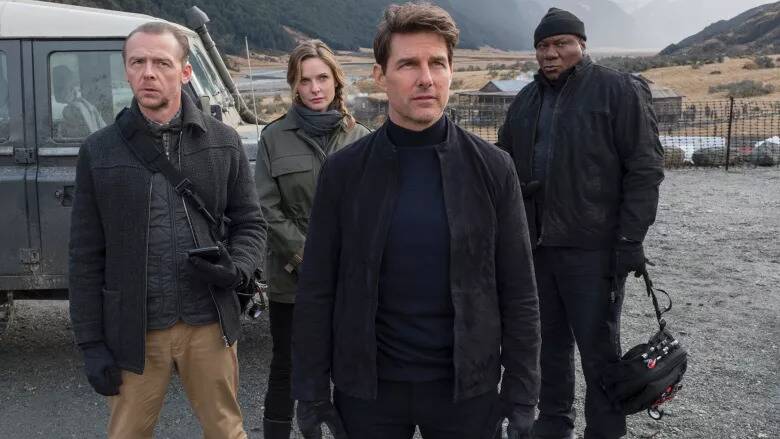 Bringing the team back together: Simon Pegg, Rebecca Ferguson, Tom Cruise, and Ving Rhames in Mission: Impossible - Fallout. Photo: Supplied. 