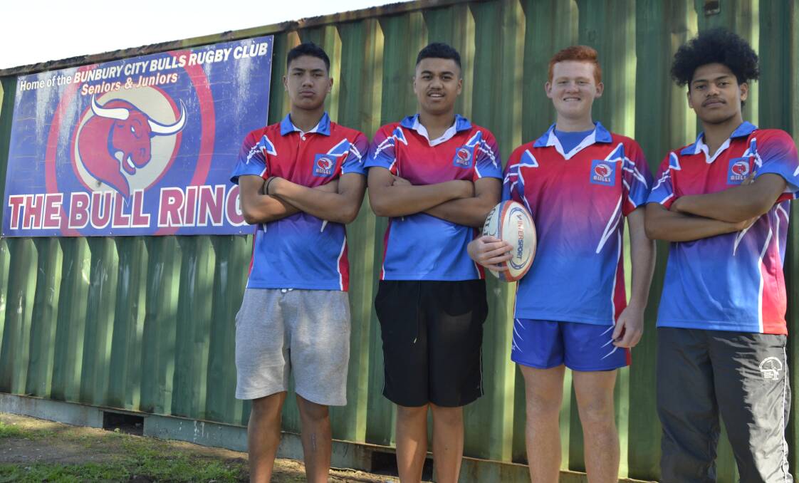 Victorious: Francois Nell (13), Kodie Nepia (15), Issac Harmer (15), and Putu Huriwai-Brown (16) represented the 2018 South of the River teams earlier this month. Photo: Thomas Munday. 