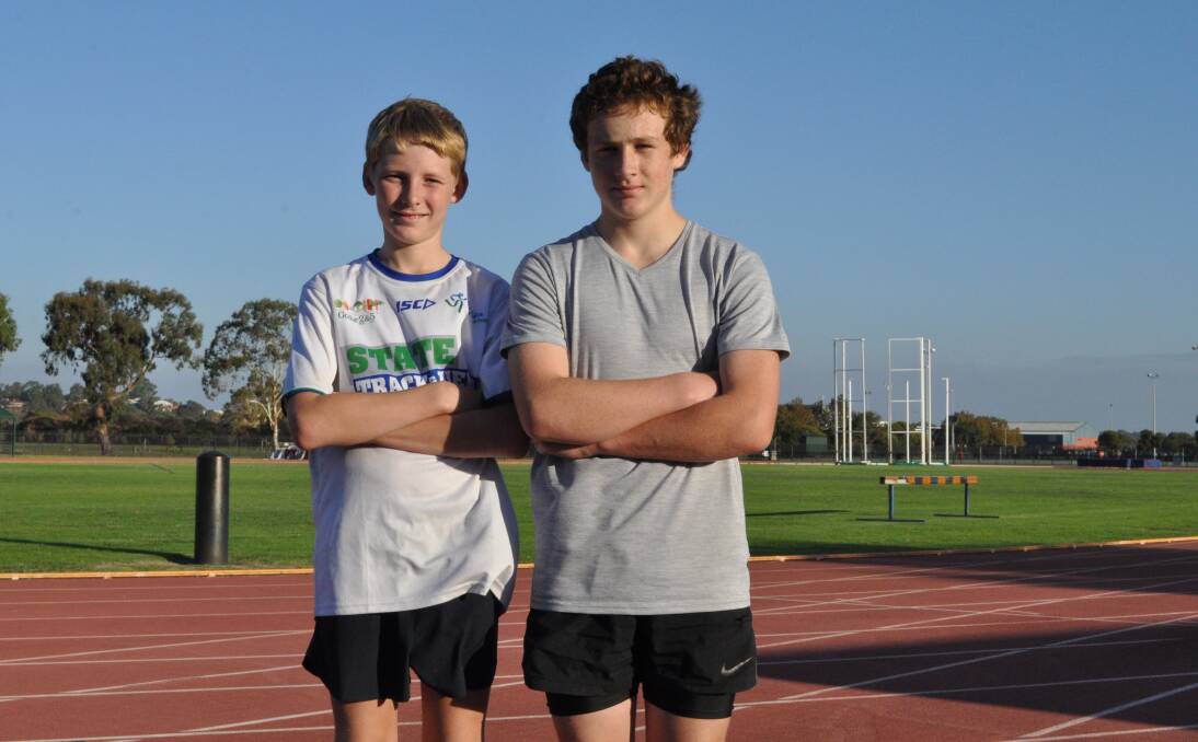 Ready for action: Kyle Hussey and Gabe Doolan will compete in this month's Australian Little Athletics Championships on the Gold Coast. Photo: Thomas Munday. 