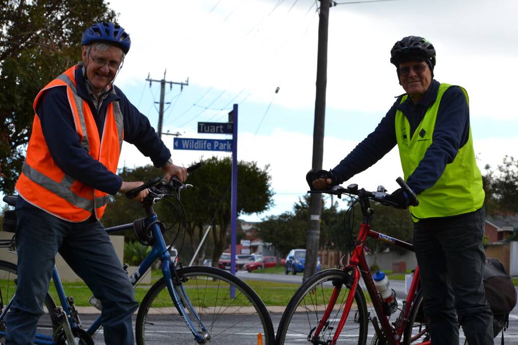 Pedalling forward: Greater Bunbury Bicycle Users Group deputy chair Chris Phillips and treasurer Peter Eckersley. Photo: Thomas Munday. 