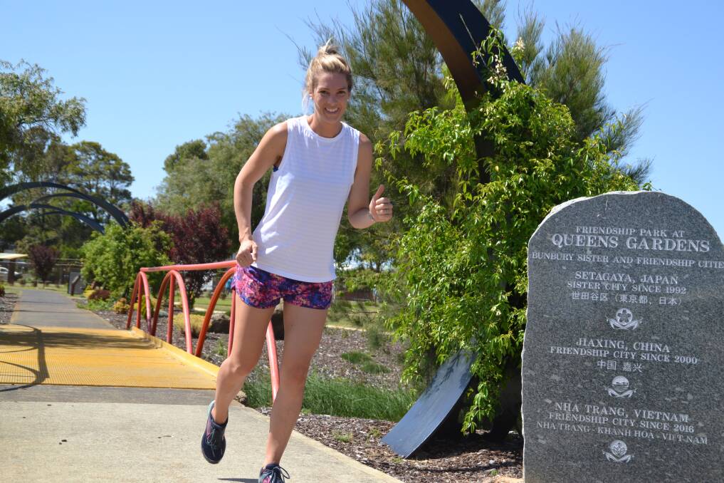 Staying on track: Bunbury runner Tjirra Evans is counting down to the inaugural Dash for Cash 2020 on January 4. Photo: Thomas Munday. 