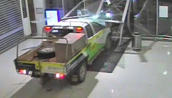 Crime watch: Thieves used a utility vehicle to break into Treendale Shopping Centre and remove an ATM from the premises on Saturday night. Photo: Police Media. 