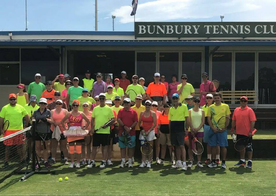 Bunbury Tennis Club holds Fluoro Day for prostate cancer research. Photos: Supplied. 