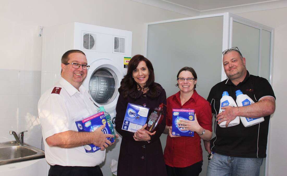 Helping hands: South-West MLC Adele Farina with Salvation Army Bunbury captains Mark and Zoe Schatz and case worker Jon Sproule. Photo: Supplied.