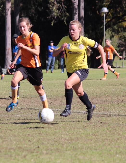 Soccer star: Captain Lucy Scott assisted South West Phoenix Firebirds in their showdown against Curtin University on Sunday. Photo: Supplied. 