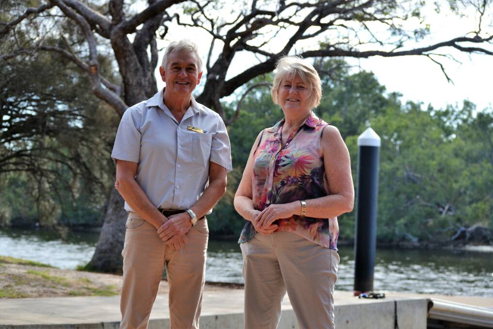 Near the river bend: Shire of Harvey works and services manager Peter Kay and shire president Tania Jackson at The Elbow. Photo: Thomas Munday. 