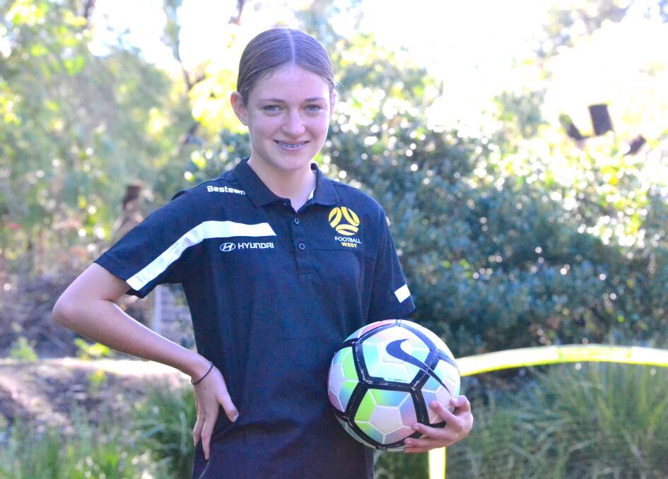 On the field: Lara Graham will take part in the Jinshan International Youth Football Championships in China, later this month. Photo: Thomas Munday. 