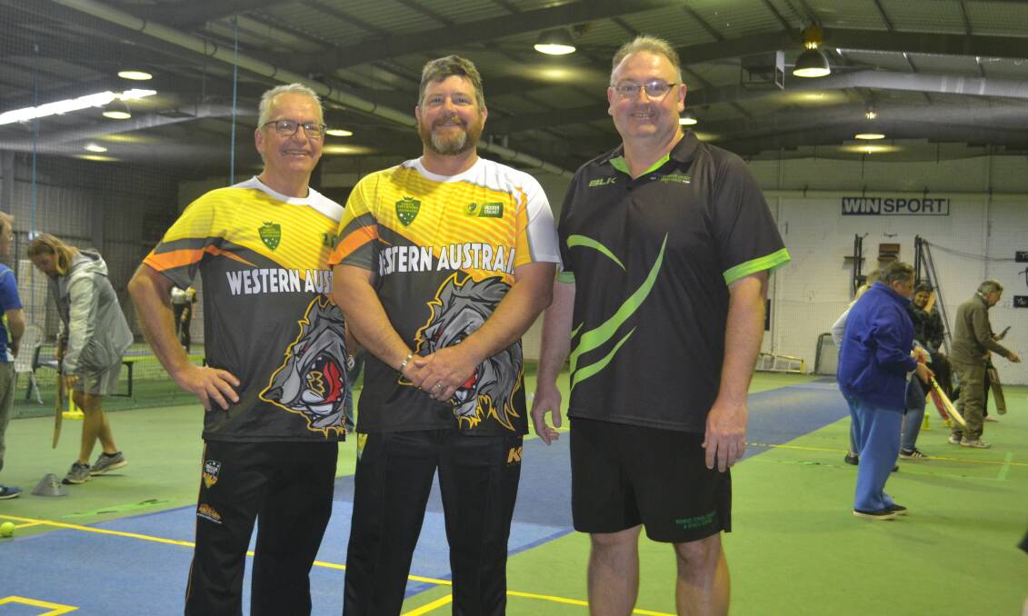 Cricket frenzy: Lord’s Taverners State Indoor Cricket manager Rob Rogerson, Lord’s Taverners State Indoor Cricket coach Justin Shore and Bunbury Indoor Cricket and Sports Centre owner Daron Stenhouse. Photo: Thomas Munday.