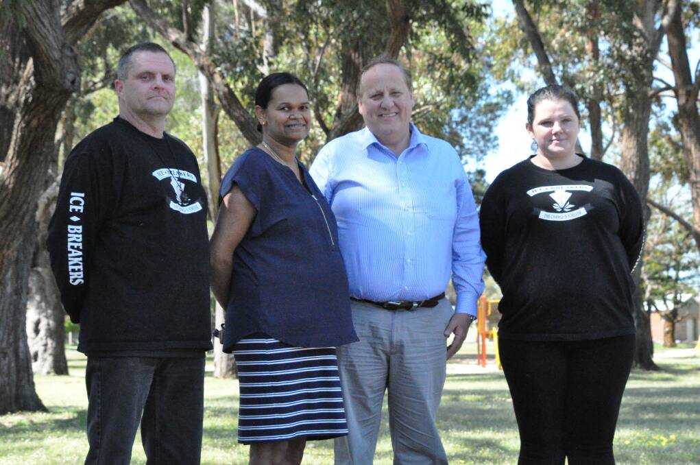 At the park: Ice Breakers facilitator/Coordinator Adam Lange, PCYC Bunbury manager Joanne Hill, Member for Bunbury Don Punch and Ice Breakers co-facilitator Teanne Last. Photo: Thomas Munday.  