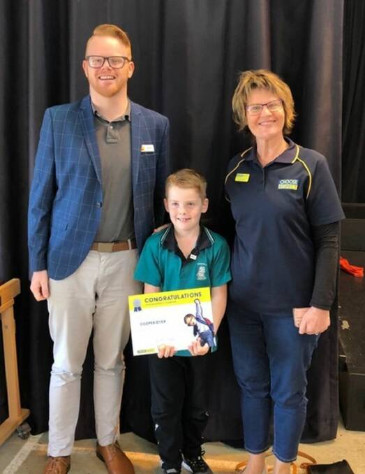 Bunbury Forum Shopping Centre marketing manager Ashley Hastie, Parkfield Primary School student Cooper Dyer, and Bunbury Choose Respect coordinator Leanne Maher. 