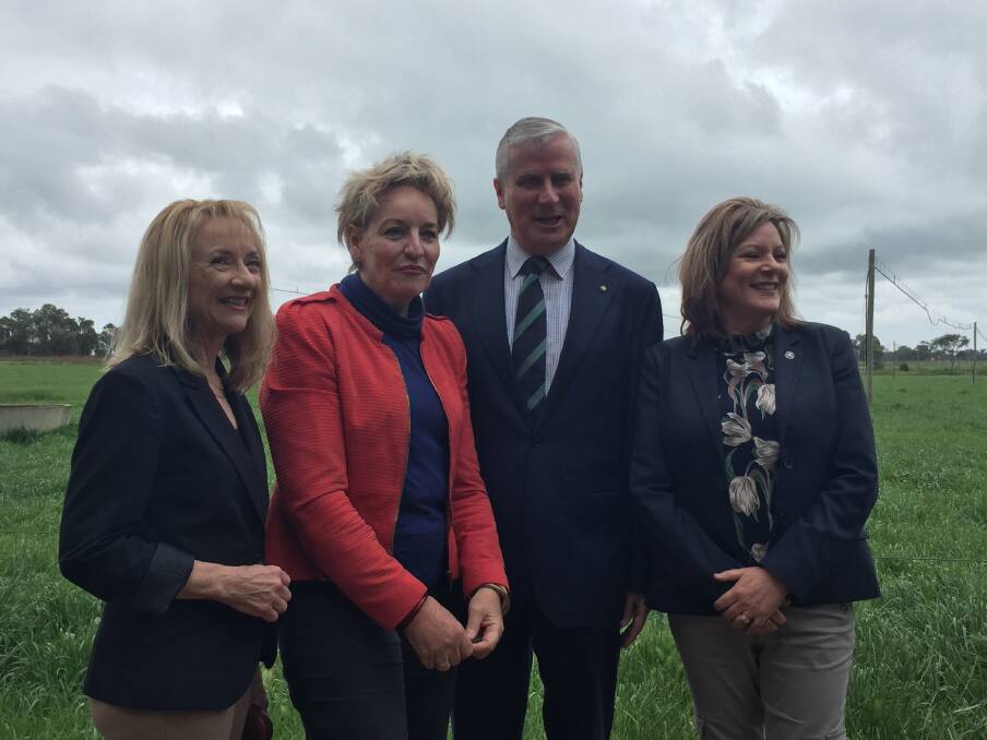 A new beginning: Federal Member for Forrest Nola Marino, WA Minister for Agriculture and Food Alannah MacTiernan, Deputy Prime Minister Michael McCormack, and Murray-Wellington MLA Robyn Clarke. Photo: Thomas Munday. 