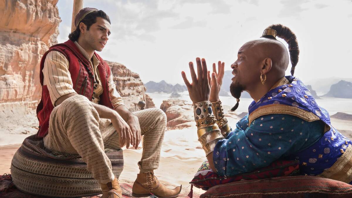 At the movies: Mena Massoud and Will Smith star in Disney's new live-action remake, Aladdin. Photo: Supplied. 