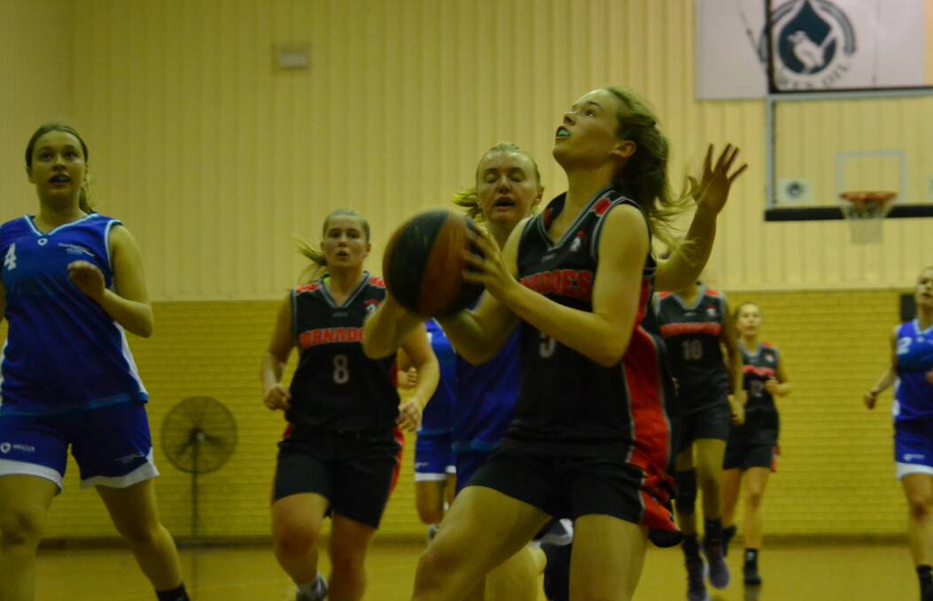 On the court: Jasmine Barrett picked up 18 points in Tornadoes Black's nine-point win over Dunsborough on Friday night. Photo: Thomas Munday. 