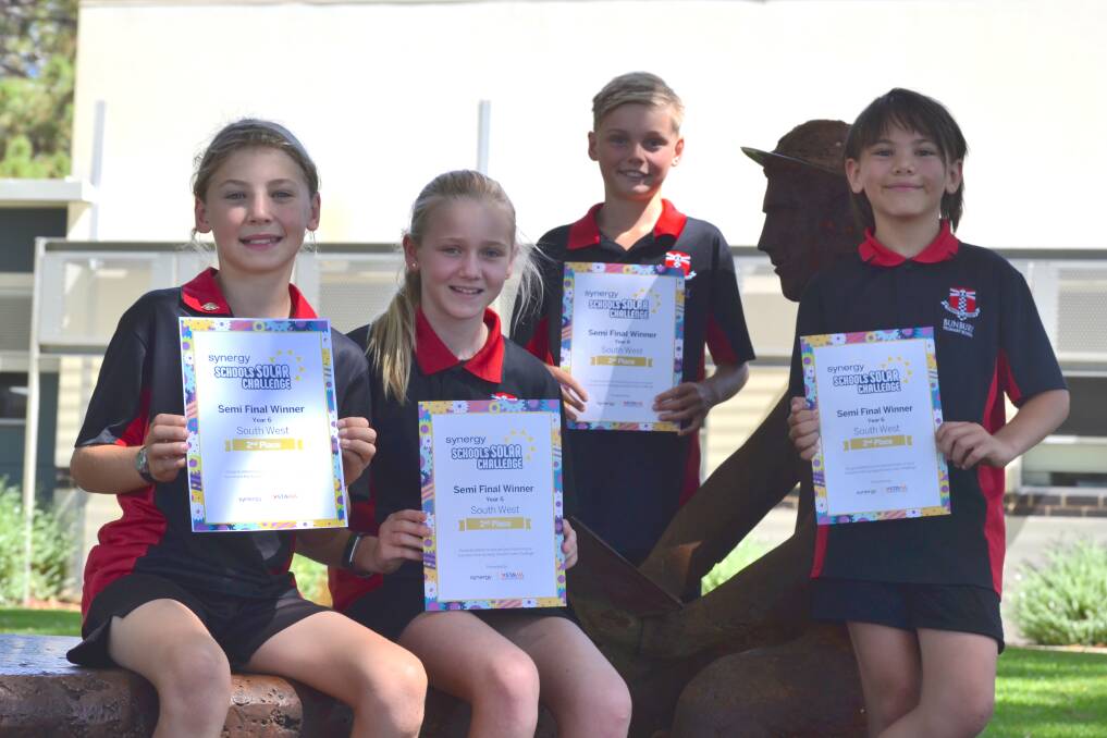 Bunbury Primary School's Carter Ridgway (11), Angus Briginshaw (11), Elise Fry (11), and Izaac Slater (10). 