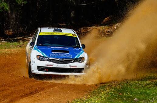 Enjoying the ride: Mike Young and Scott Beckwith - in their Maximum Motorsport Subaru WRX STI - took out the WA Rally Championship title in last weekend's Make Smoking History Forest Rally. Photo: Supplied. 