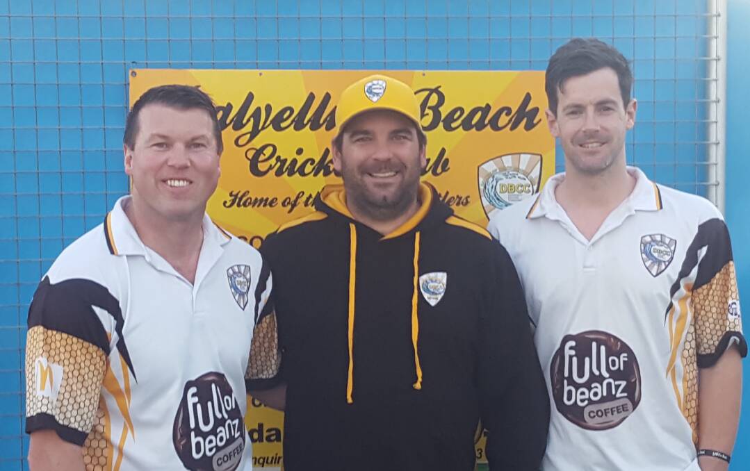 Hitting the nets: Murray Tennent-Brown (Treasurer), Ben Lagana (President), Paul Jones (Club Captain) of the Dalyellup Beach Cricket Club. Photo: Supplied. 