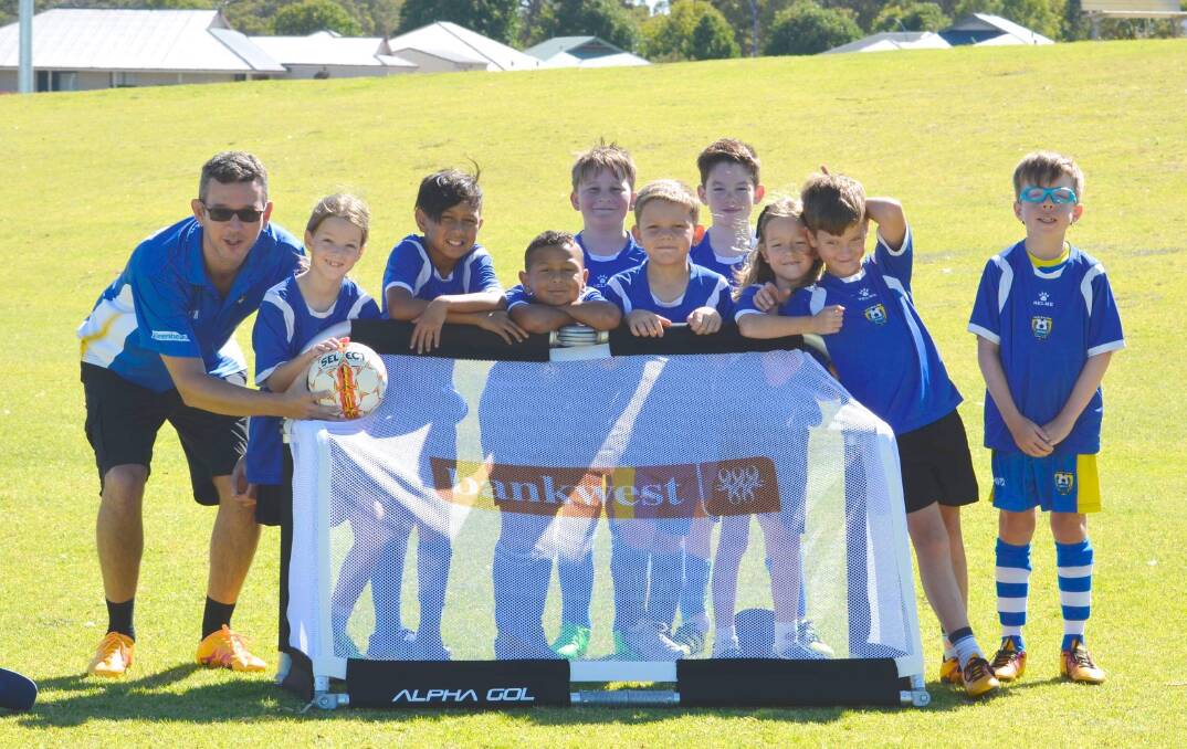 Aiming for goal: The Australind Junior Soccer Club received a grant from Bankwest to help purchase equipment. Photo: Supplied. 