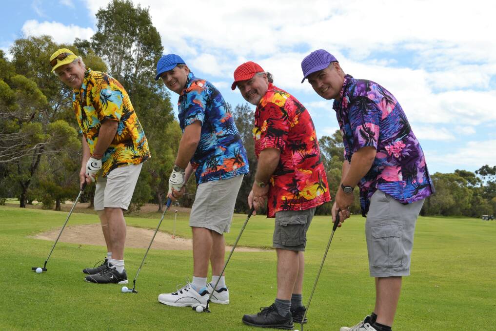 Having a go: Craig Cahill, Nick Jokich, Ian Williams and Mark Holdman. The annual Camp Quality Golf Day will hit the Sanctuary Golf Resort on Friday, February 15. Photo: Emily Sharp.  