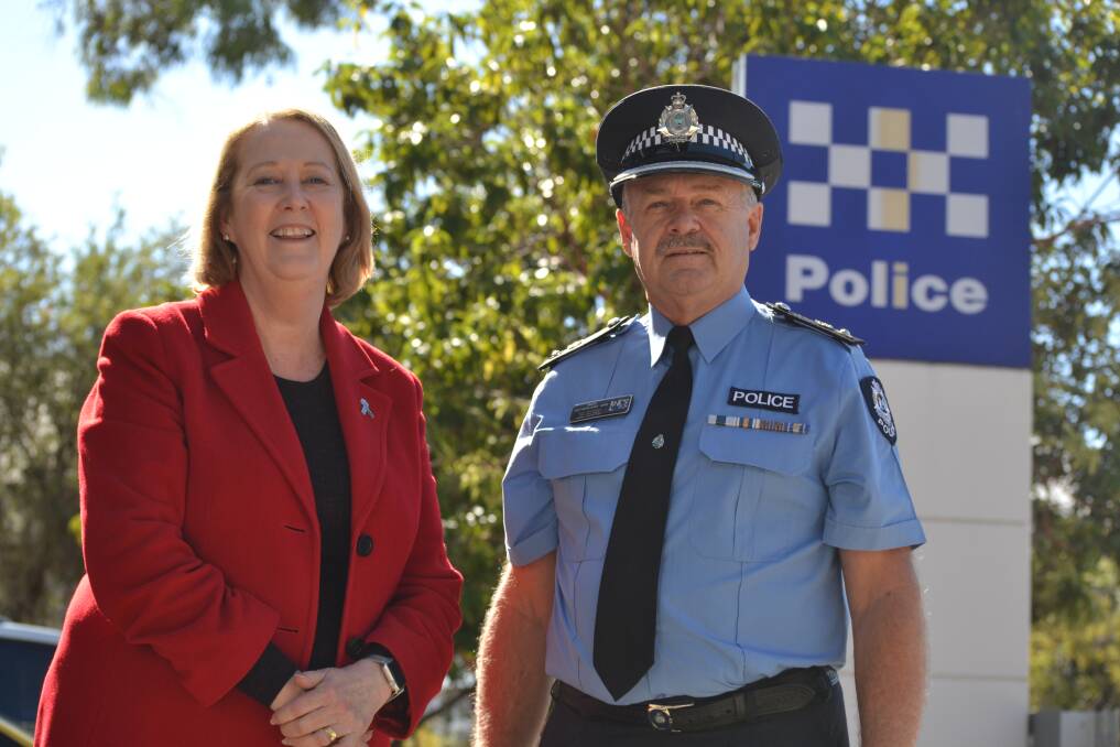 Providing support: Police and Road Safety Minister Michelle Roberts alongside South West District Superintendent Mick Sutherland. Photo: Thomas Munday. 
